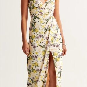 Abercrombie & Fitch Mesh Twist Wrap Maxi Dress